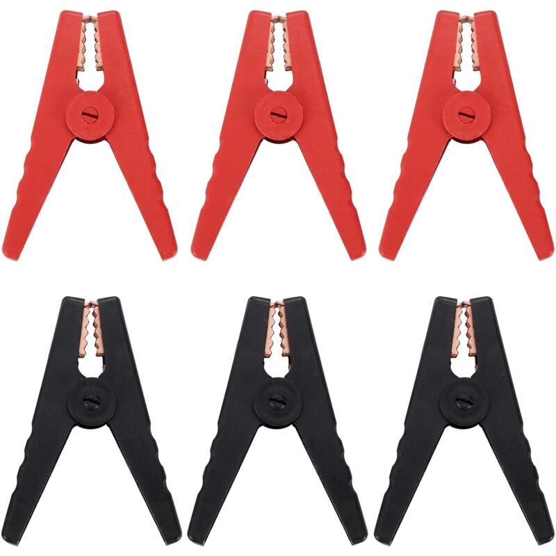 6 Pièces Pinces Crocodiles de Batterie de Voiture de 96mm de Long, Pinces Crocodiles de Batterie isolées 100A, Pinces de câble de Cavalier pour