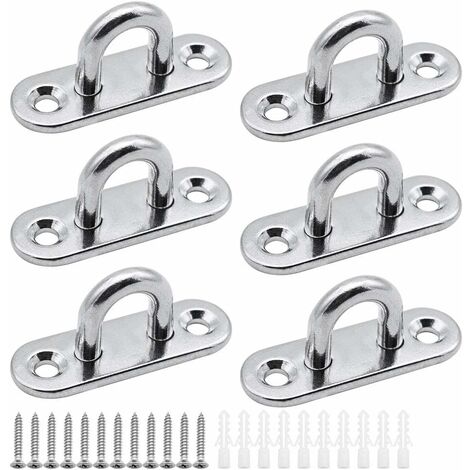 6 pièces plaques à œillets plaque de couverture en acier inoxydable plaque de mât de 5mm Crochets de fixation robustes pour crochets muraux chaises suspendues auvent accessoires de bateau etc