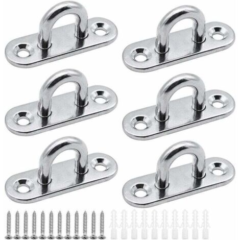 6 pièces plaques à œillets plaque de couverture en acier inoxydable plaque de mât de 5mm Crochets de fixation robustes pour crochets muraux chaises suspendues auvent accessoires de bateau etc