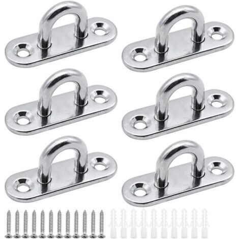 6 pièces plaques à œillets Plaque de Couverture en Acier Inoxydable Plaque de mât de 5mm Crochets de Fixation Robustes pour Crochets muraux chaises suspendues auvent Accessoires de Bateau etc