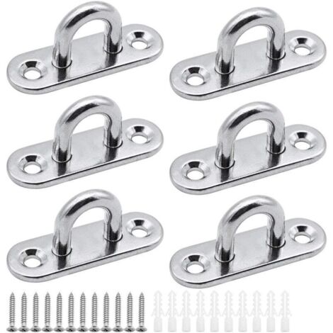 6 pièces plaques à œillets plaque de couverture en acier inoxydable plaque de mât de 5mm Crochets de fixation robustes pour crochets muraux chaises suspendues auvent accessoires de bateau etc