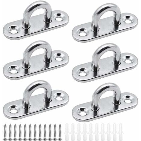 6 pièces plaques à œillets Plaque de Couverture en Acier Inoxydable Plaque de mât de 5mm Crochets de Fixation Robustes pour Crochets muraux chaises suspendues auvent Accessoires de Bateau etc