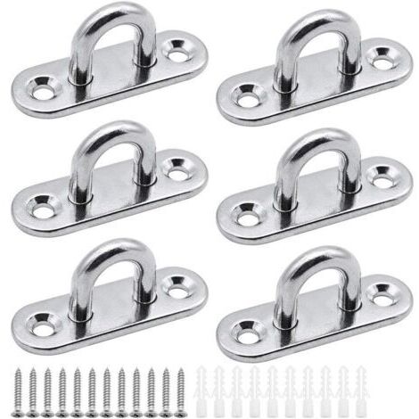 6 pièces plaques à œillets Plaque de Couverture en Acier Inoxydable Plaque de mât de 5mm Crochets de Fixation Robustes pour Crochets muraux chaises suspendues auvent Accessoires de Bateau etc