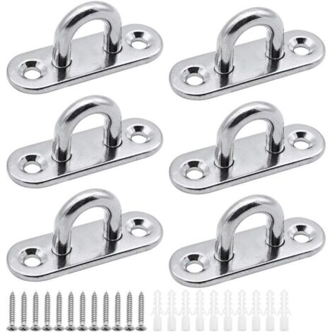 6 pièces plaques à œillets plaque de couverture en acier inoxydable plaque de mât de 5mm Crochets de fixation robustes pour crochets muraux chaises suspendues auvent accessoires de bateau etc-JUSCH