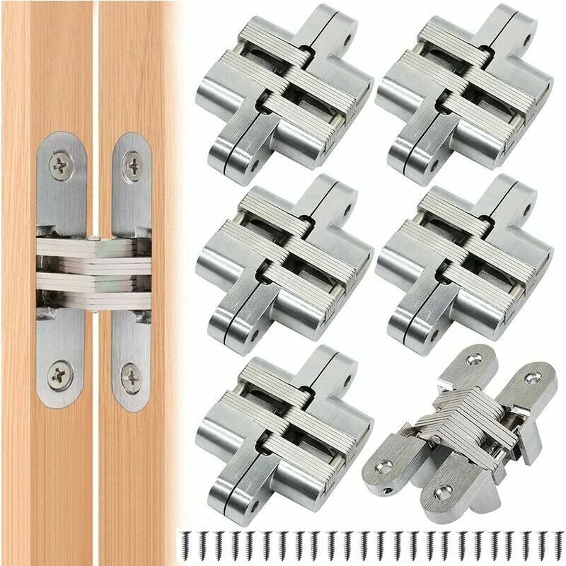 6 pièces Pliante Charnière cachée Croix charnières, Fermeture Charnière Invisible, Armoire Cintrées Charnières, Meubles Porte Coin Plié en Acier