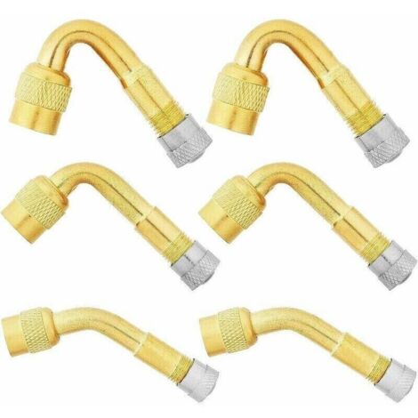 6 Pièces Pneu Valve Rallonge, 45°, 90°, 135° Extension Valve Pneu Valve de Adaptateur Raccord Prolongateur Coude, Embout de Gonflage Coudé pour Voiture Camion Moto Vélo Scooter,