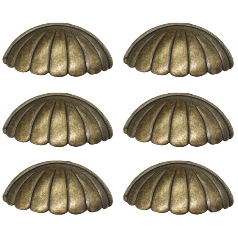 6 Pièces Poignée De Coquille, Laiton Bouton De Porte Poignée Forme De Coquille, Rétro Poignées De Meubles Pour Porte D'armoire Poignées De Porte De