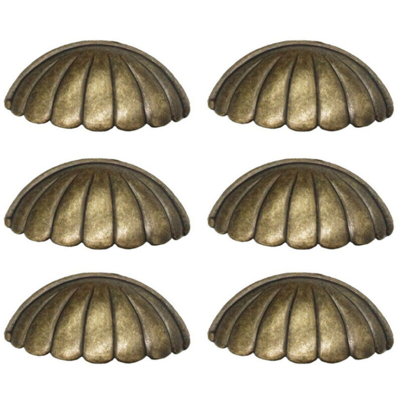 6 Pièces Poignée De Coquille, Laiton Bouton De Porte Poignée Forme De Coquille, Rétro Poignées De Meubles Pour Porte D'armoire Poignées De Porte De