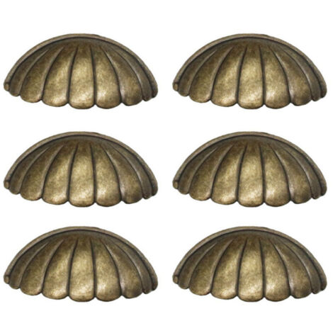 6 Pièces Poignée De Coquille, Laiton Bouton De Porte Poignée Forme De Coquille, Rétro Poignées De Meubles Pour Porte D'armoire Poignées De Porte De Cuisine