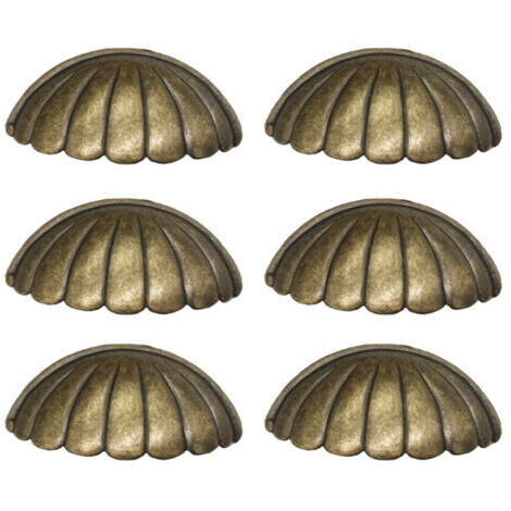 6 Pièces Poignée De Coquille,  Laiton Bouton De Porte Poignée Forme De Coquille, Rétro Poignées De Meubles Pour Porte D'armoire Poignées De Porte De Cuisine
