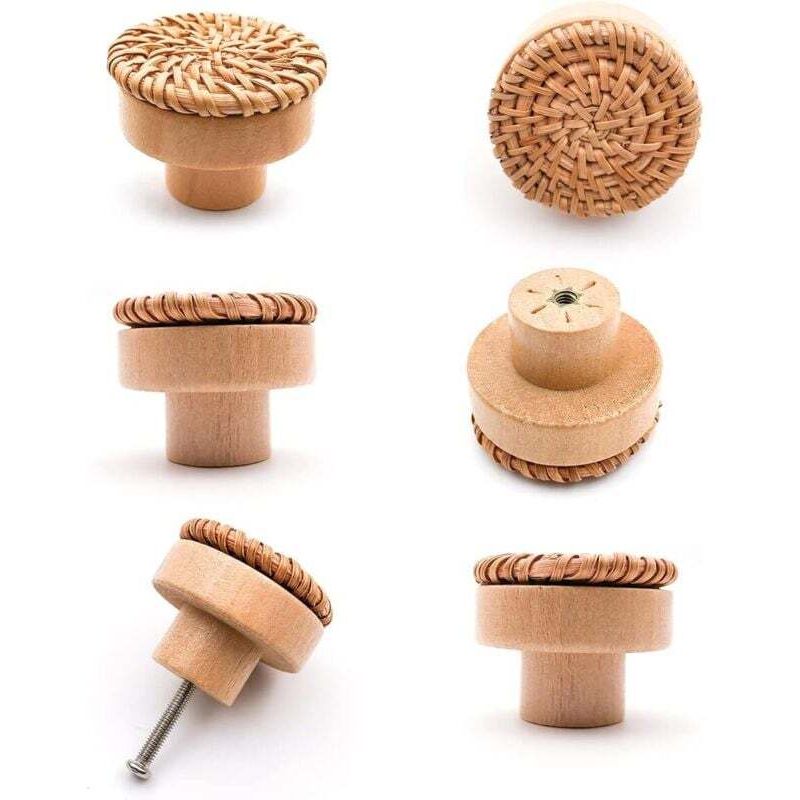 6 pièces Poignée meuble bois Poignée tiroir en bois Boutons de meuble -convient pour armoires de cuisine, poignées de porte, tiroirs et salon 40 x 30