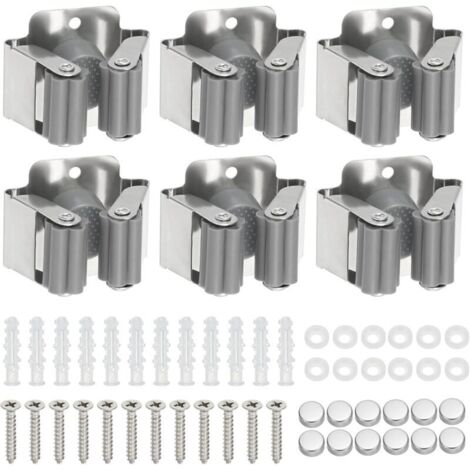 6 Pièces Porte Balai Mural, Porte Outils Mural, Support De Vadrouille, pour Salle De Bain Cuisine Bureau Placard Jardin Garage