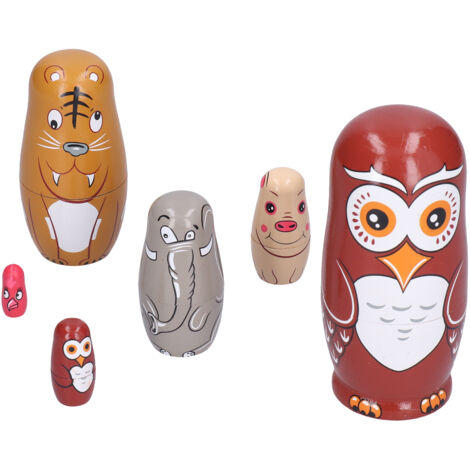 6 Pièces Poupées Russes Cartoon Fait Main Décorations Enfants Cadeaux Jouets Décoration Maison
