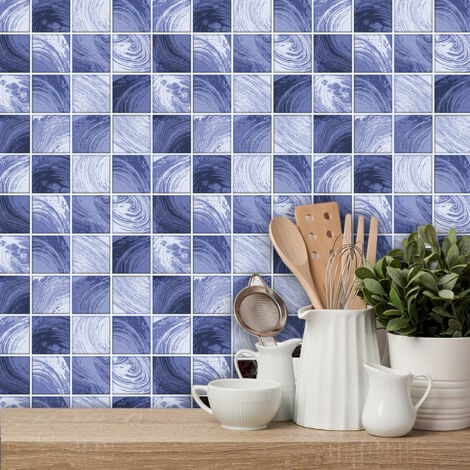 6 Pieces Purple Tile Stickers (20 x 20 cm) - Tile Stickers for Kitchen, Living Room, Bathroom and Home Decor PVC