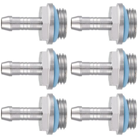 6 Pièces Raccords à Double Touche pour Refroidissement PC, Filetage G1/4, Connecteur Barbelé pour Tubes 7.5mm