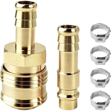 6 pièces Raccords pour compresseur d'air, 10 mm, Raccord rapide air comprimé, compresseur, gaz, raccords pneumatiques connexion de tuyaux d'air. -