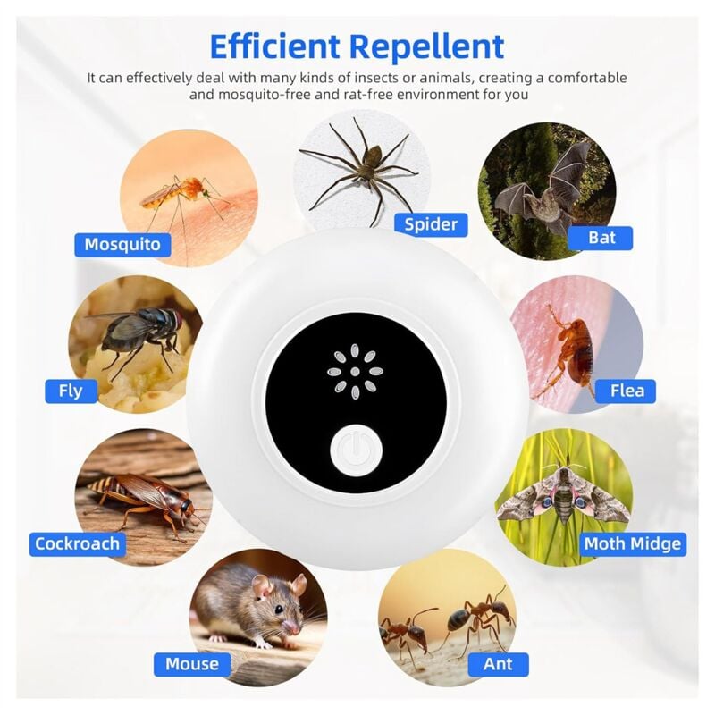 Tlily - 6 Pièces Répulsif Antiparasitaire à Ultrasons, Électronique pour Souris, Anti-Moustique, Souris-Prise Ue