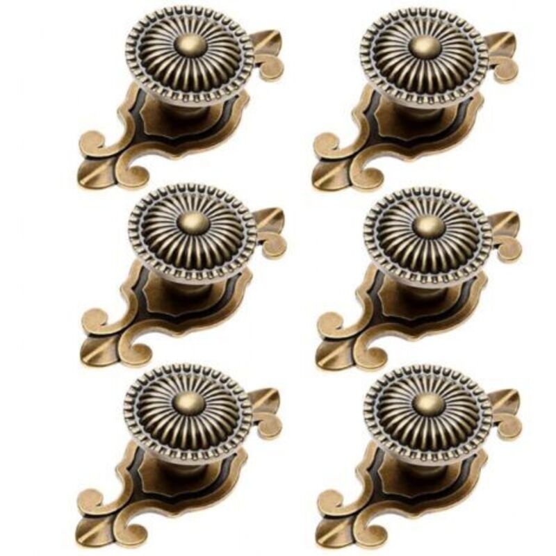 6 Pieces Retro Furniture Knob 2 in 1 Handle for Cabinet Drawer with Bronze Screws