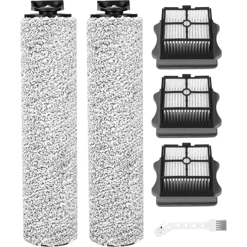 6 Pièces Rouleau de Brosse de Rechange et Filtre pour Tineco iFloor 3/Floor One S3 Accessoires pour Aspirateurs Secs et humides(3 Filtres,2 Rouleaux