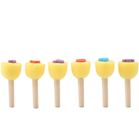 6 Pièces Rouleaux à Peinture Éponge avec Poignée en Bois pour Enfants, Outil Éducatif DIY et Artistique