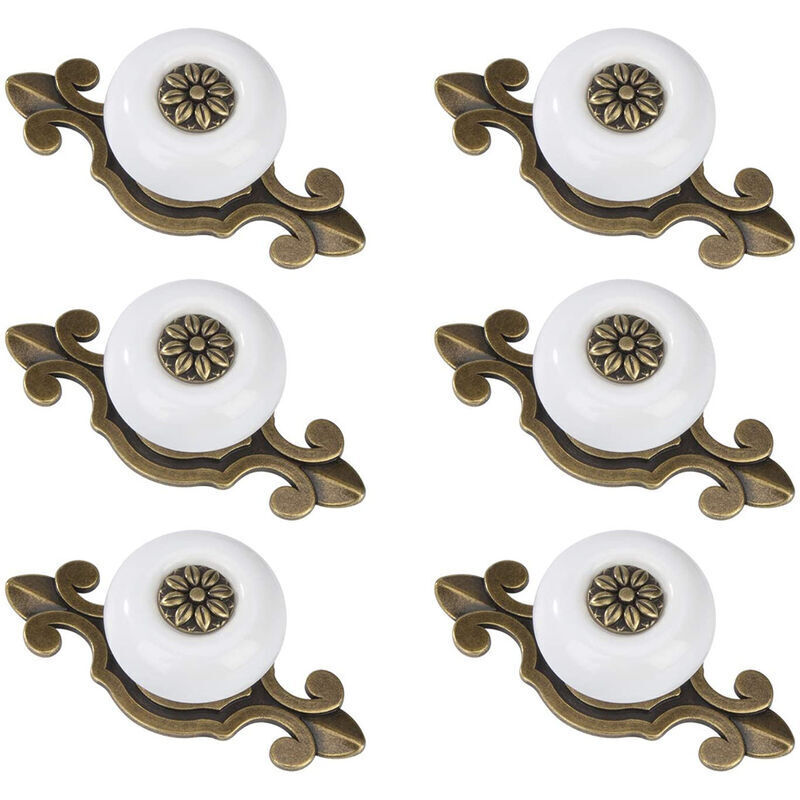 Odipie - pieces round drawer knobs ceramic vintage furniture handle with screws - white