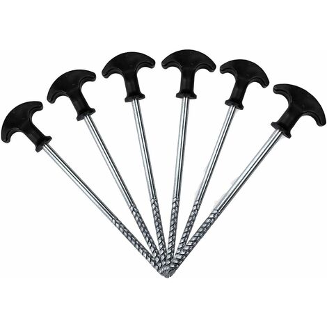 6 Pieces Rustproof Camping Stakes, Camping Screw Stakes, Tent Hard Ground and Awning Stakes, for Bivvy Tent, for Garden, Camping, Travel, Outdoor