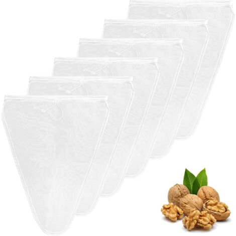 6 Pièces Sac A Lait Vegetal, Nylon Réutilisable 25x30 cm, Cordon Serrage, Pour Jus Fruits Café Maison