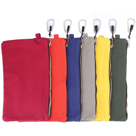 6 Pièces Sac Outil à Fermeture Éclair Résistant Poche Toile Polyvalente avec Mousqueton Organisation