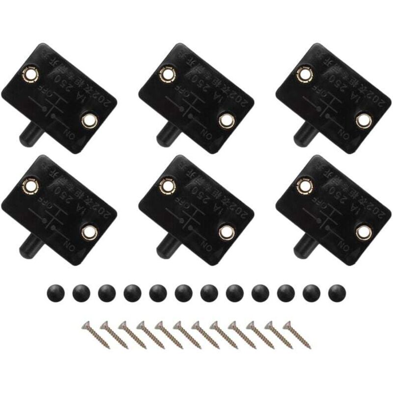 Interrupteur à LED pour Porte d'Armoire 6 Pièces Noir Éclairage Placard Normalement Fermé