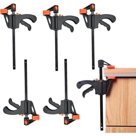 6 Pièces Serre-Joints à Barre à Une Main, OUYLAF, Serre-Joints à Cliquet, 4pouces,F Pinces de Serrage Rapide, Serres-Joints de Charpentier