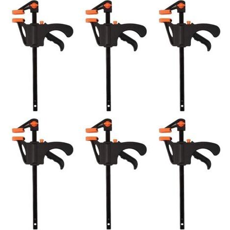 6 Pièces Serre-Joints à Barre à Une Main, Serre-Joints à Cliquet, F Pinces de Serrage Rapide, Serres-Joints de Charpentier, Idéal pour Les Applications de Serrage Rapide et Facile