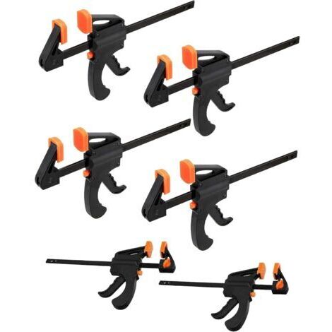 6 Pièces Serres-joints à Une Main, Pince à Barre à Cliquet, Rapide à Cliquet à Libération, Clamp Barre de Fixation pour Bois, Collier Serrage Plastique - 4 Pouces