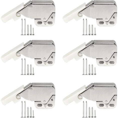 6 pièces Serrure d'armoire à Ressort, Mini Loquets Tactiles, Loqueteaux à Ressort, Mini Latch, Latch Loqueteaux, Appuyez pour Ouvrir et Fermer, avec Vis de Montage, pour Armoire de Cuisine