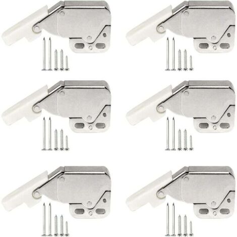 6 pièces Serrure d'armoire à Ressort, Mini Loquets Tactiles, Loqueteaux à Ressort, Mini Latch, Latch Loqueteaux, Appuyez pour Ouvrir et Fermer, avec Vis de Montage, pour Armoire de Cuisine