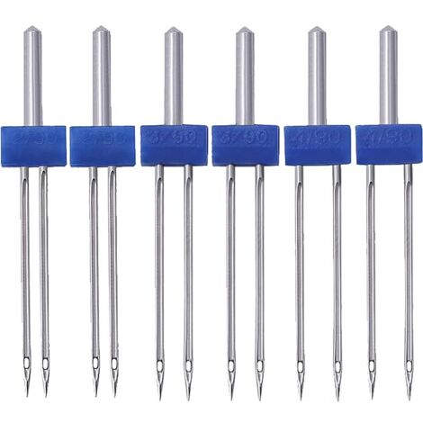 6 Pièces Sewing Machine Stretch Twin Needle, Aiguilles Doubles, Aiguille Jersey Machine à Coudre, pour Machine à Coudre Domestique