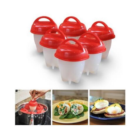 6 Pieces Silicone Egg Cooker, Silicone Egg Poacher, Silicone Egg Cooker, Non-Stick Quick Poacher, Silicone Egg Cooker without Shell, BPA Free, Suitable for Home and Restaurant