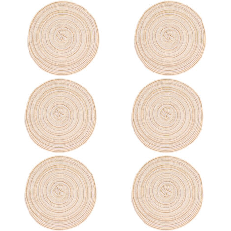 6 Pièces Sous-verres Ronds Tressés Anti-dérapants Résistants à la Chaleur pour Fête à Domicile Beige