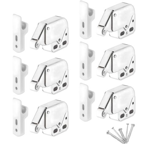 6 Pieces Spring Latch Mini Touch Latches Press Open Close Cabinet Door With Screws