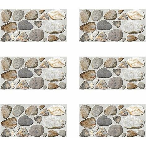 6 Pièces Stickers Carrelage Peel Et Tuiles Auto- Adhésif Pavé Mur Autocollants Collant Tuile Dosseret Décoration pour La Cuisine Salle de Bains