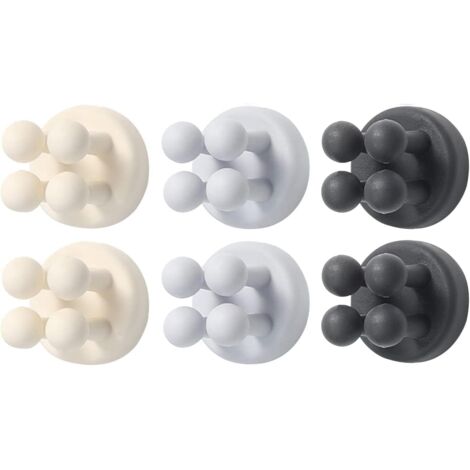 6 pièces Support de brosse à dents en silicone Crochet multifonction étanche auto-adhésif Unique support de brosse à dents mural suspendu salle de bain cuisine salon bureau