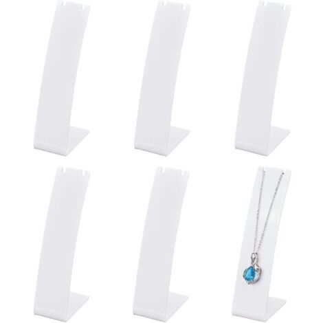 6 pièces support de collier en plastique 4,3 pouces de hauteur support de boucle d'oreille, présentoir pendentif en forme de L blanc, mini porte-bijoux, vitrine de bijoux