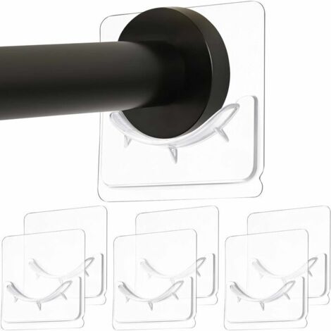 6 Pièces Support de Tringle de Douche Mural Adhésif d'Installation sans Perçage, Support de Fixation de Tige Adhésive