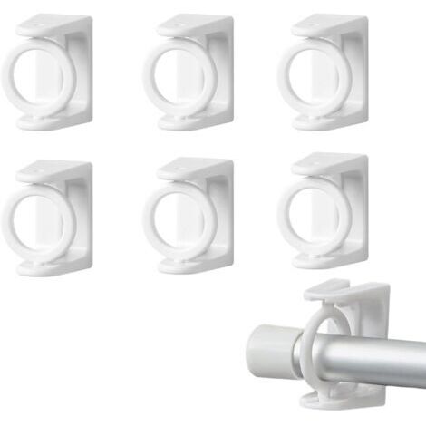 6 Pièces Support Tringle Rideaux sans Percage Crochet Rideau Accroche Rideau sans Percage Barre de Rideau sans Percage Accroche Rideau Convient à Toutes Les Surfaces Lisses et Planes