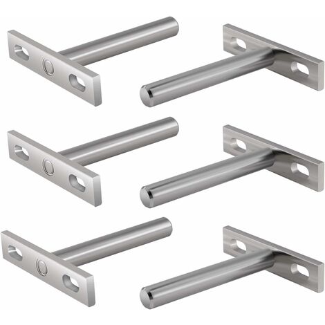 6 Pièces Supports en Métal pour Étagère Flottante,3 Pouces Fixations Cachées Support Plateau Flottant Caché Support pour Support Mural