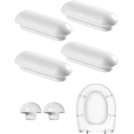 6 Pièces Tampon Abattant WC,Patin Abattant WC,Tampons pour Abattant de WC,Pare-chocs de Siège de Toilette,Amortisseur WC,4 Tampons Anneaux+2 Tampons Couvercle(Blanc)