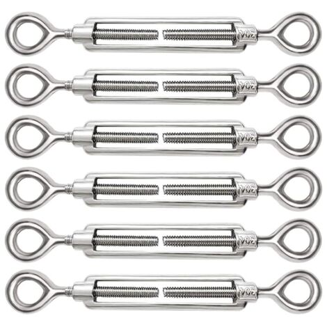 6 Pièces Tendeur Cable M5 Tendeur Cable Inox 304 Réglable Oeil de Ridoir et Oeil pour Tendeur de Fil Cable Acier Corde Crochet Tendeur Accessoires