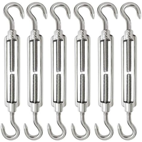 6 Pièces Tendeur Cable M6 Tendeur Cable Inox 304 Réglable Crochet de Ridoir et Crochet pour Tendeur de Fil Cable Acier Corde Crochet Tendeur