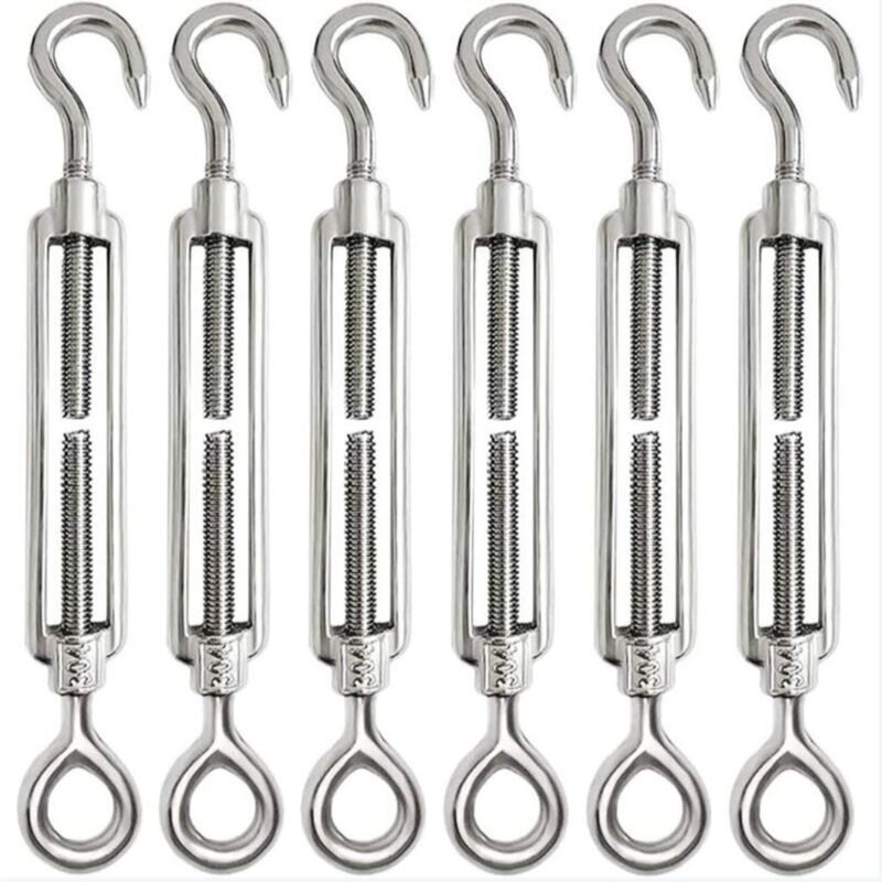 6 pièces tendeur de fil tendeur crochet oeil tension vis tendeur de fil en acier inoxydable ensemble de tendeur pour service intensif réglable (M4)