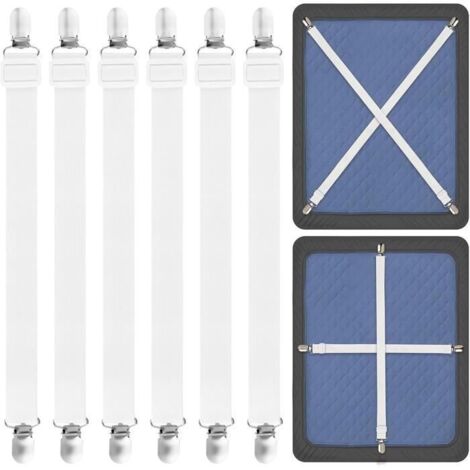 6 Pièces Tendeur Drap Housse, Attache Drap Housse Réglable, Sangle Drap Housse, Elastique Drap Housse pour Draps, Matelas,