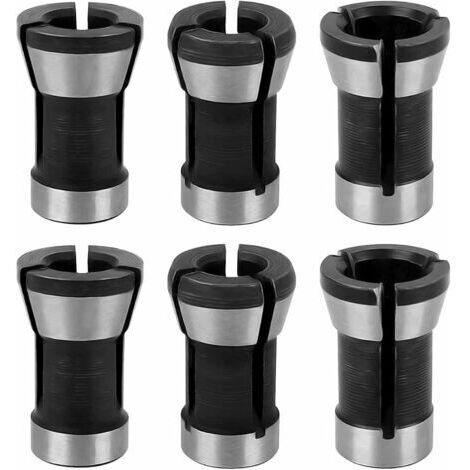 6 Pièces Tête de Mandrin de Collet, Mandrin de Collet Adaptateur, Tête de Mandrin de Collet Adaptateur, 6.35mm 8mm 6mm pour Machine de Coupe Électrique Mèche de Routeur Chuck